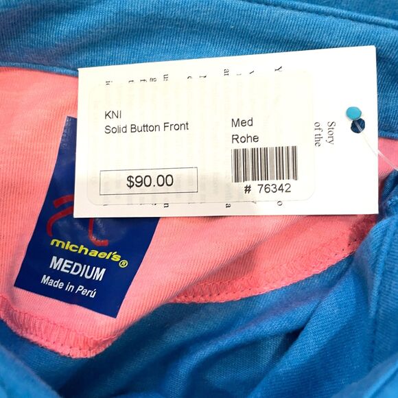 $90 Michael's Swimwear NWT Men's Size M Stretch Solid Blue Polo Shirt Peru - Picture 5 of 9